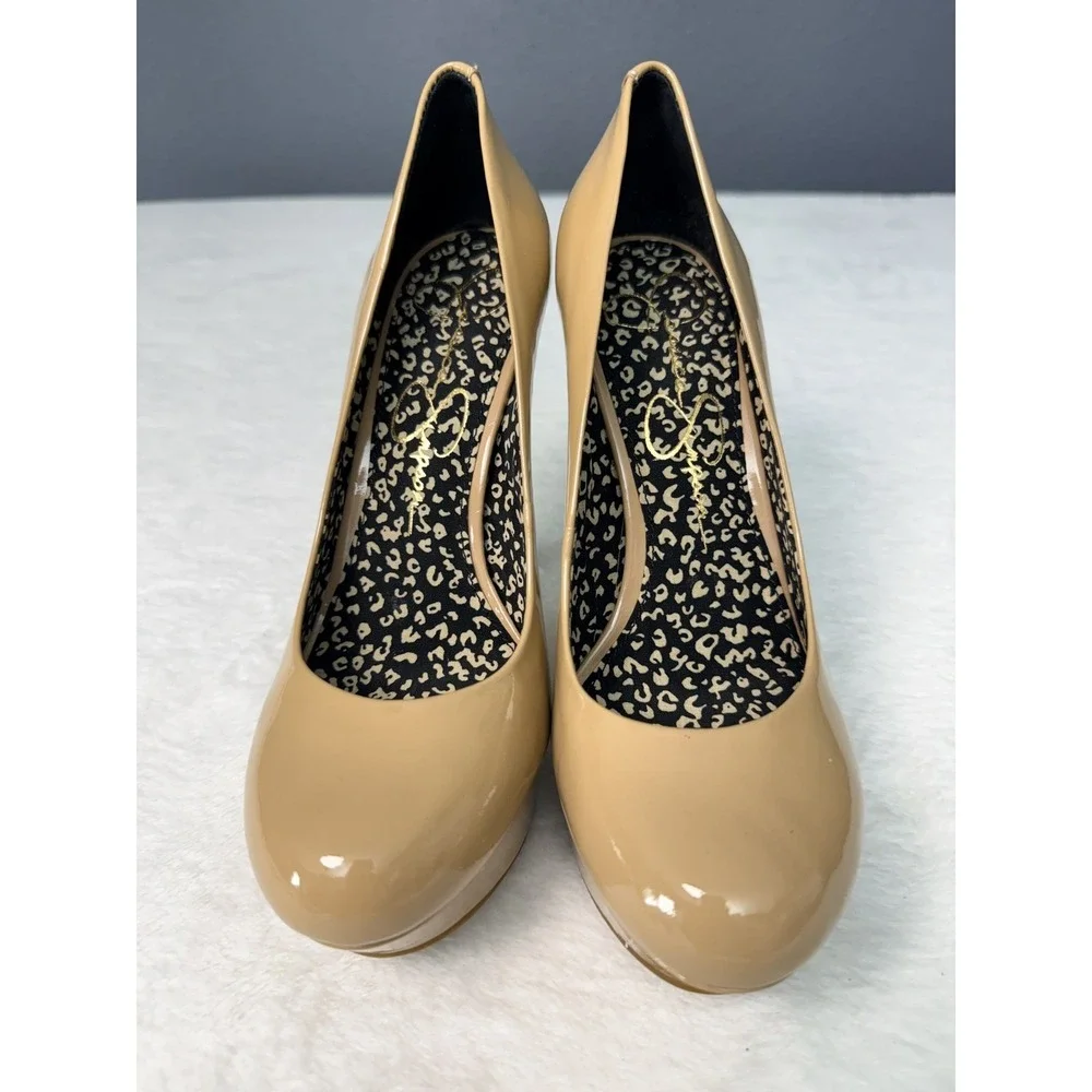 Jessica Simpson Nude Patent Leather Platform Heel Size 6.5 M Fonda